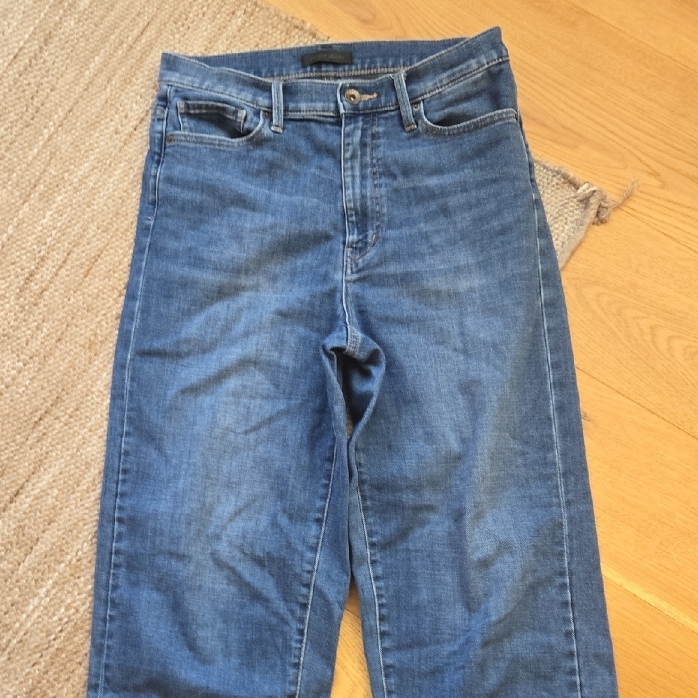 Uniqlo Women's Flare Wide Leg Jeans - Blue, 26, Frayed Hem, Distressed, GUC - Picture 3 of 7